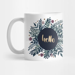 Hello flowers and branches - grey green and garnet Mug